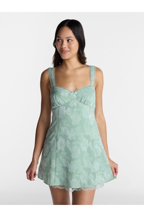 Junior's Satin Jacquard Mini Dress, Sizes XXS-XXL