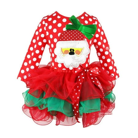 

SYNPOS Baby Christmas Dress 0-18m Baby Girl Tulle Dress Baby Girls Christmas Dresses Santa Claus Pattern Tutu Princess Party Holiday Tulle Dress Outfit Clothes