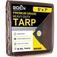 thumbnail image 1 of Ultra Heavy Duty Tarp Waterproof Cover | Brown 5' x 7' 16 Mil Thick | Rip Proof Tarps | Thick Weave Material UV Resistant Great for Tarpaulin Canopy Tent Boat RV or Pool Cover, 1 of 5