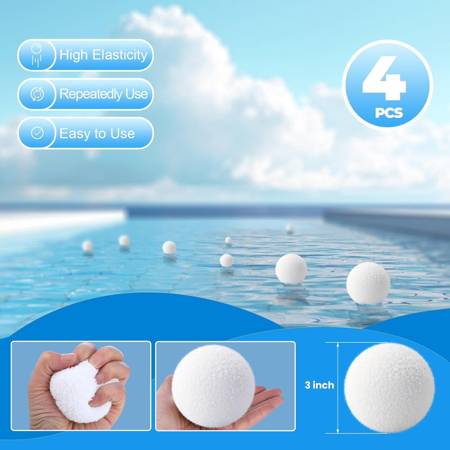 6 Pack Hot Tub Scum Absorber,Reusable Pool Scum Absorber for Spa Hot Tub, Washable Scum Absorber Prolongs Filter Life