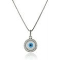 thumbnail image 5 of Femme Jam 925 Sterling Silver Evil Eye Round Necklace with Mother of Pearl Gemstone & Zirconia Crystals, 5 of 9