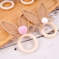 thumbnail image 4 of Easter Napkin Rings Set of 6 Holder with Bunny Ear Wooden Easter Bunny Rabbit Napkin Rings Wooden Dinner Easter Napkins Ring Table Dinner for Party Decoration, 4 of 4
