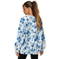 thumbnail image 2 of Xoenoiee Blue Cherry Blossom Print Womens Oversized Sweatshirts Split Pullover Crewneck Shirts Fall Outfits Women Y2k Winter Clothes with Pockets, Size S, 2 of 7