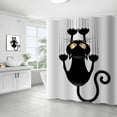 thumbnail image 3 of Gato travieso rascando la pared con sus patas Gráfico de gatito gracioso felino gruñón, juego de decoración de baño de tela con ganchos, 3 of 5