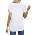 thumbnail image 5 of QAFOPEH Women V Neck Twist Knotted Puff Short Sleeve Solid Color Top, 5 of 5