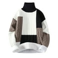 thumbnail image 2 of HaoXianJian Mens Stand Collar & Crew Neck Pullover Sweater Cable Knitted Chunky Winter Fashion Color Block Twisted Thermal Sweaters, 2 of 7