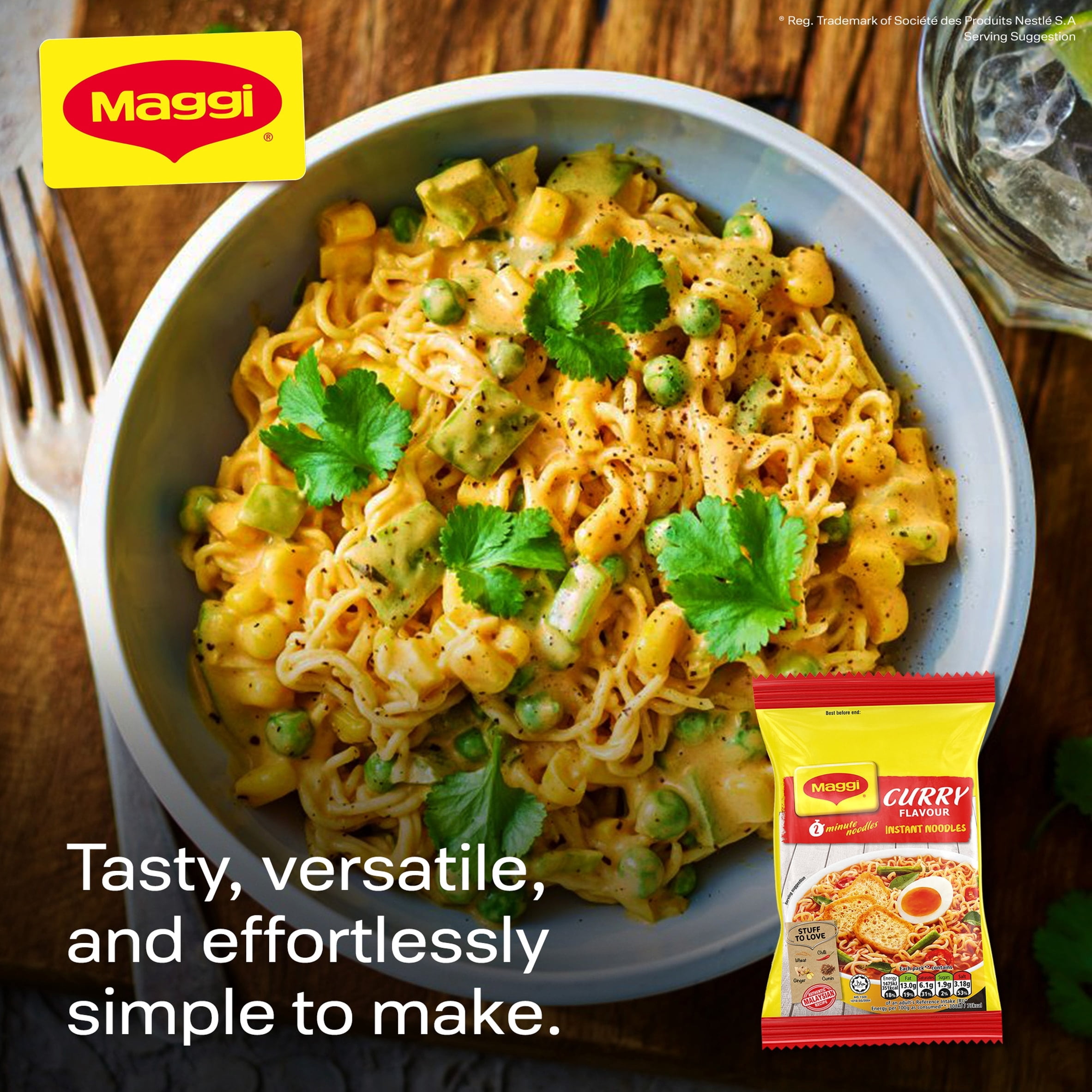 Maggi 2-Minute Instant Noodles - Curry Flavour 5x79g, Imported from Britain