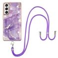 thumbnail image 2 of Allytech Galaxy S21 FE Case, Flexible TPU Marble Pattern Slim Fit Anti-scratch Shock-absorbing Full Protection Back Cover with Hand Strap Lanyard Case for Samsung Galaxy S21 FE, Purple, 2 of 4