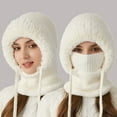 thumbnail image 2 of 3-In-1 Beanie Hat For Women,Winter Warm Beanie Hats For Women,Outdoor Windproof And Warm Scarf And Hat,Thick And Soft Knit Scarf Hat ,Winter Beanie Hat With Scarf And Mask,Winter Knitted Hats,B, 2 of 9