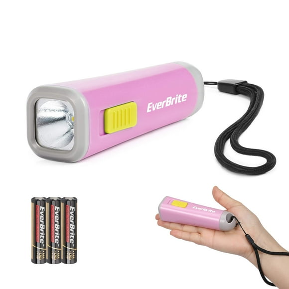 Linterna infantil EverBrite Mini LED de plástico rosa con cordón