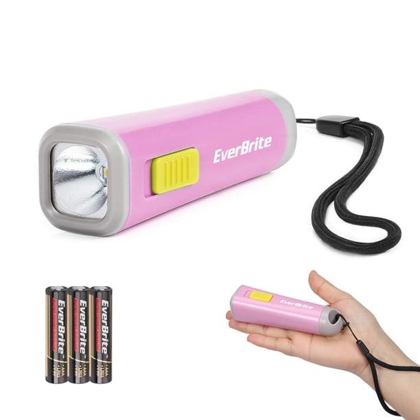 Linterna infantil EverBrite Mini LED de plástico rosa con cordón