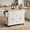 White-Drop Leaf, variant on RichYa Rolling Kitchen Islands Cart on Wheels with Storage, Rubber Wood Microwave Table with Drawers and Spice & Towel Rack for Dining Room, White