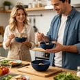 thumbnail image 2 of HHGBAD Embellished Floral Serving Bowl, Round Plastic Cereal Bowl, Ideal for Breakfast, Snacks, Soup, Perfect for Family Meals and Gatherings, Great for Home Chefs, Navy Blue, 2 of 7