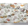 thumbnail image 2 of Soimoi Polyester Crepe Fabric Leaves,Starfish & Jellyfish Ocean Print Fabric by The Yard 52 Inch Wide, 2 of 3