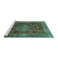 thumbnail image 2 of Ahgly Company Machine Washable Indoor Square Abstract Turquoise Blue Modern Area Rugs, 7' Square, 2 of 4
