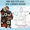 thumbnail image 4 of Oversized Wearable Blanket Hoodie,Baseball Football Pattern Sherpa Blanket Hoodie with Super Pockets,Super Warm Fuzzy Pullover for Women & Men, 4 of 6