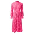 thumbnail image 3 of WILLBEST Robes Vertes pour Femmes Mode Dentelle Broderie Longue Robe Demi-Col Roulé Robe Ajourée Nouvelle Robe de Fête à Manches Longues Printemps, 3 of 4