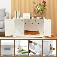 thumbnail image 6 of Coziwow Wooden Modern Cat Litter Box Enclosure Washroom Storage Bench Cat House Furniture, White, 6 of 10