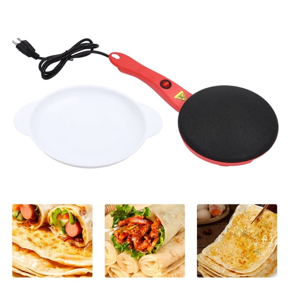 7 inch Electric Crepe Maker Long Handle Baking Pancake Pan 600W, Non-Stick Frying Griddle Machine with Tray for Eggs Roll,  Blintzes, Soft Tortillas, Tacos
