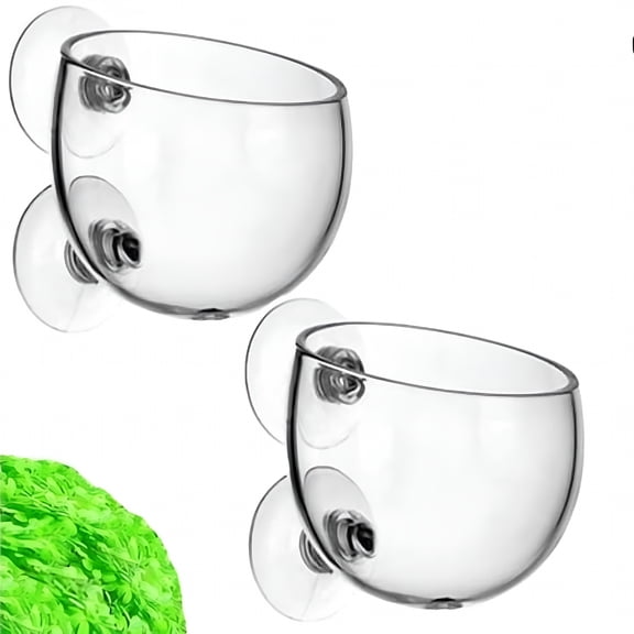 ACDANC Aquatic Plant Cup with 2 Suction Cups, 2 PCS Aquatic Plant Cups with Hole, Crystal Glass Aquatic Plant Cup Pot Holder with Suction Cups for Fish Tank Aquarium Decor