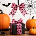 thumbnail image 5 of syligr Halloween Pink Ribbon for Wreath Decor and Gift Wrapping, 15 FT, Spooky Faux Linen with Ghost/Bat Partten, DIY Craft Decoration, Fall Party Supply, 5 Yards, 5 of 6