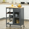 thumbnail image 2 of HOMCOM Rolling Kitchen Island with Storage, Kitchen Cart with 4-bottle Wine Rack, Bar Cart with Stemware Holder, Shelves, Drawer and Cabinet, Gray, 2 of 8
