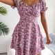 thumbnail image 1 of Vestido Estampado Vestido estampado de mujer con cordones Mini vestido de playa Vestido de cintura para arriba (Rosa XL) Cgtredaw para Mujer Rosa T 3EG, 1 of 6