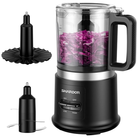 Procesador de alimentos SHARDOR de 4 tazas, 400 W, 2 velocidades, cuchillas de acero inoxidable