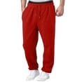 thumbnail image 3 of Nestiefly Mens Sweatpants Open Bottom Athletic Baggy Straight Leg Pants Casual Drawstring Waist Joggers with Pockets Red L, 3 of 7