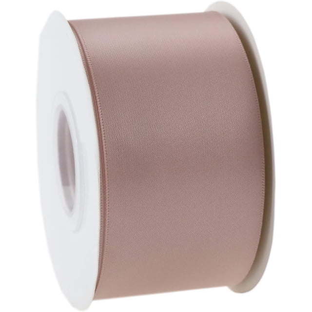 HAHDAXIA Dusty Rose Ribbon Double Face Satin Ribbon 2 Inch Thick Dusky Pink Ribbon for Wedding Bridal Bouquet Baby Shower Crafts- 25Yards