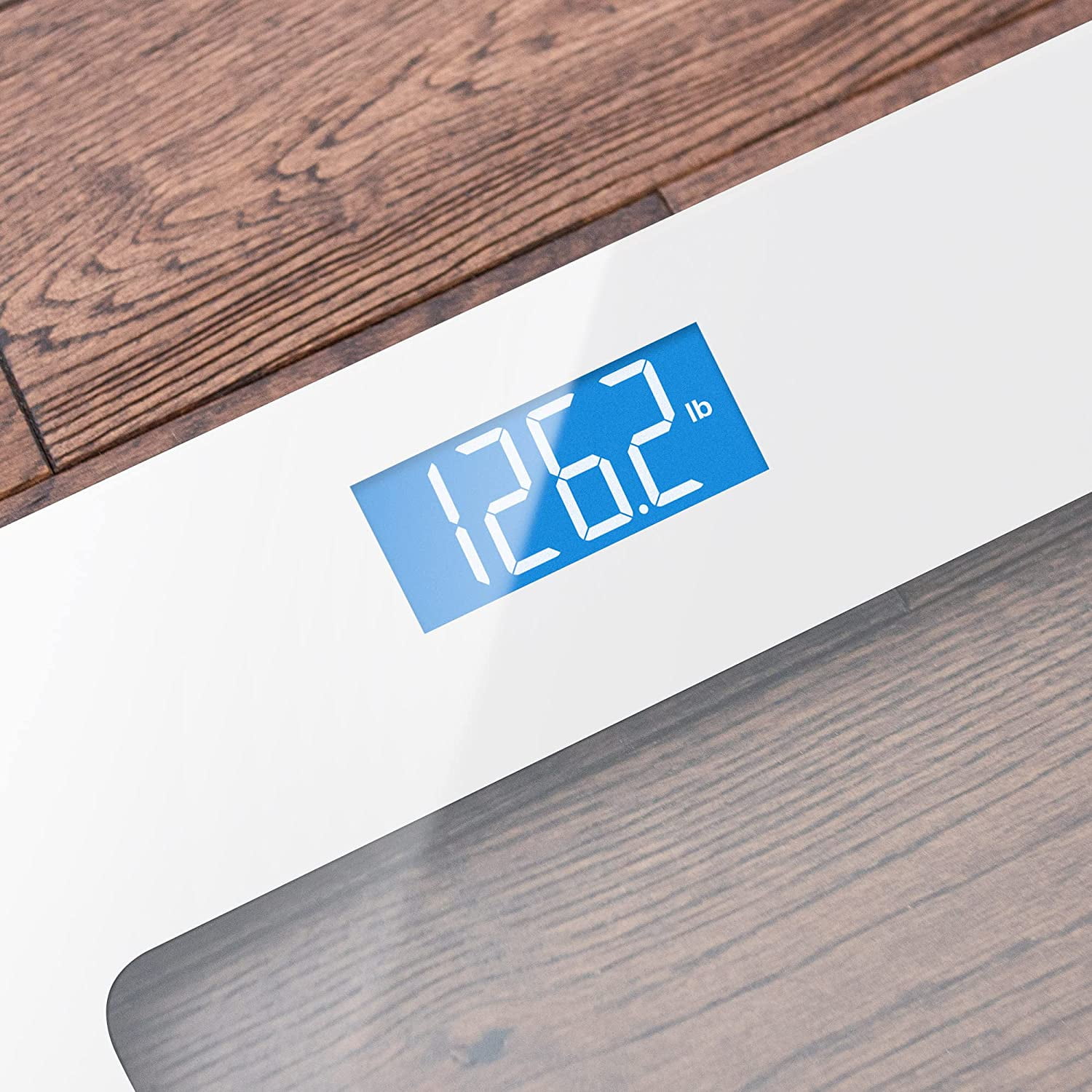 Greater Goods Digital Bathroom Scale – High-Precision, Non-Slip, Scratch-Resistant, Tempered Glass, Easy-Read Display, 400 lb Capacity, White