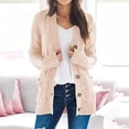 thumbnail image 2 of VISALY Long Cardigans Button Down Cardigans Front Womens Sweaters Pockets Coat Long Knit Open Sleeve Cardigan Patchwork Women's Coat Crochet Cardigan Trendy Cardigan Pink M, 2 of 9