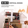 thumbnail image 3 of Labymos Space Saving 8-in-1 Pants Hanger 8 Layered Stainless Steel Rack Closet Wardrobe Organizer Slip, 3 of 8