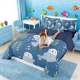 thumbnail image 4 of Manfei Cute Cartoon Seal Bedding Comforter Set for Kids Boys and Girls, Ocean Animal Print Full Bedding Set, Navy Reversible 7 Pieces, 4 of 6