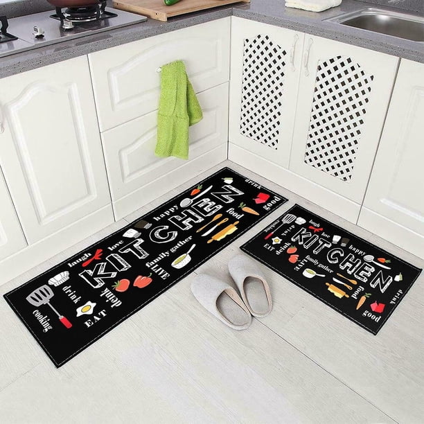 Alfombra de cocina Juegos de tapetes de cocina antideslizantes, Pasillo para cocina Alfombras de cocina lavables Alfombrilla con respaldo de caucho natural, Juego de tapetes para p