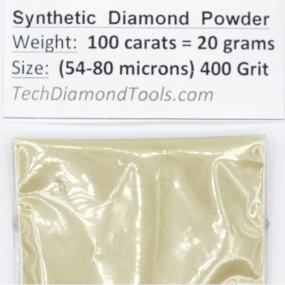 TechDiamondTools Diamond Powder400 Grit 54-80 Microns, 100 Carat = 20 Grams