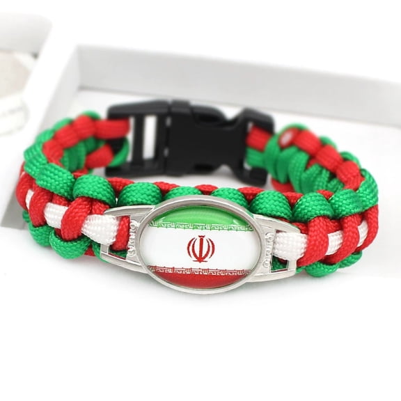 Uijokdef Country Flag Paracord Survival Bracelet, Color Woven Design, 8-10 Inches Length, Alloy Metal Buckle
