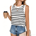 thumbnail image 2 of Women's Striped Tank Tops Crewneck Sleeveless Tank Casual Summer Shirts, M, 2 of 5