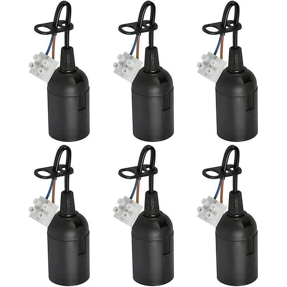 E27 Replacement Socket 2a 250v Lamp Socket With Cable (max. 60w) Black Renovation Socket Site Socket - 6 Pieces
