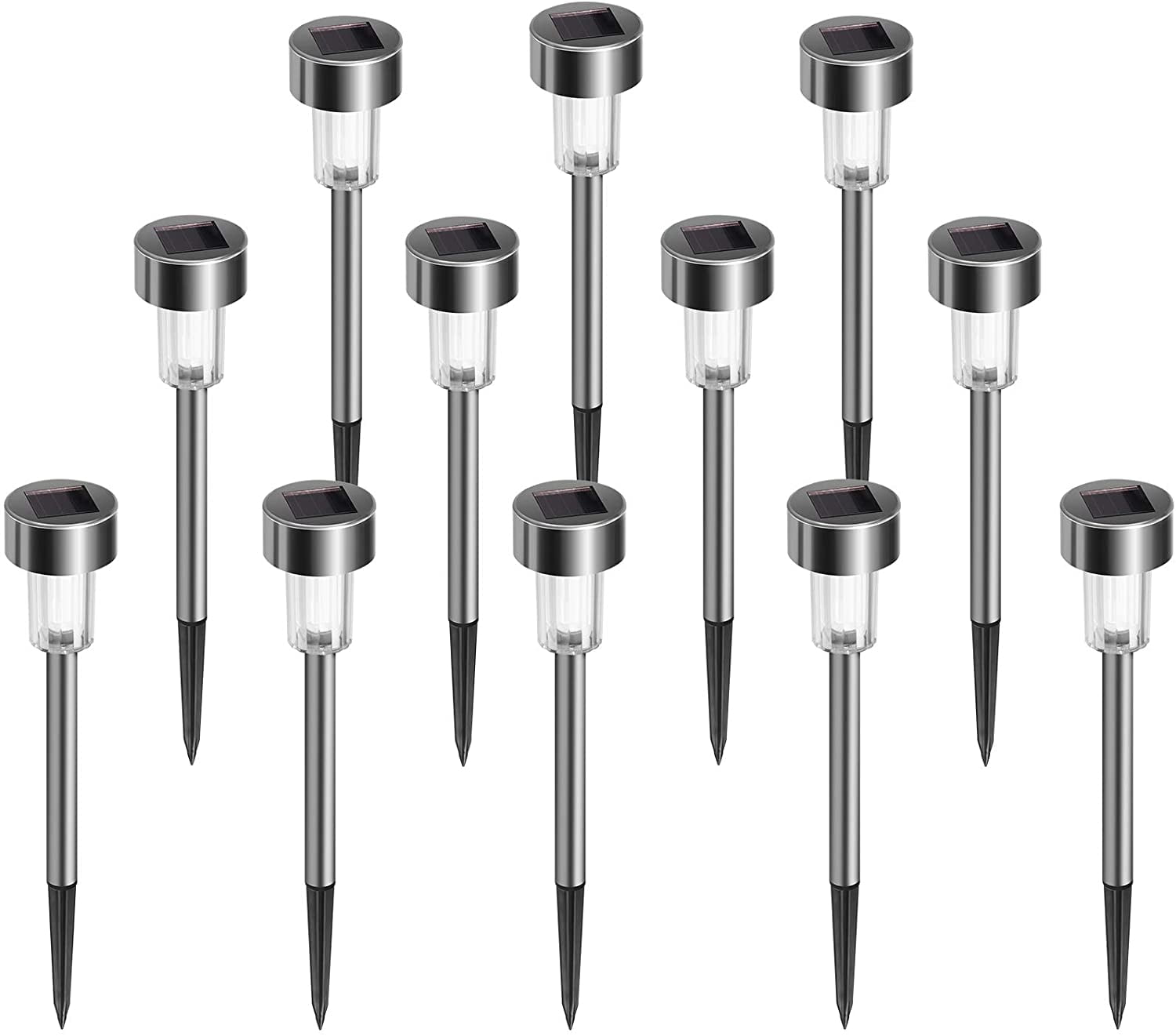 Solar Lights Outdoor, 12Pack Stainless Steel Outdoor Solar Lights