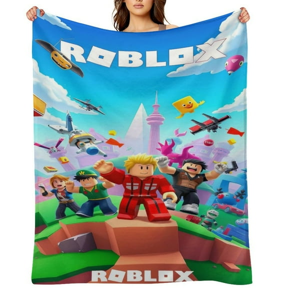 Roblox flannel blanket throw Plush Throw Blanket - Measures - Kids Super Soft Fleece Creeper Battle Bedding