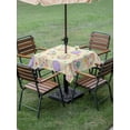 thumbnail image 3 of Easter Colorful Eggs Outdoor Tablecloth - 60x60 Inch Square Dining Table Cover, Spring Flowers Leaves Country Plants Yellow Waterproof Outdoor Table Cloth with Umbrella Hole & Zipper for Picnic/Patio, 3 of 7
