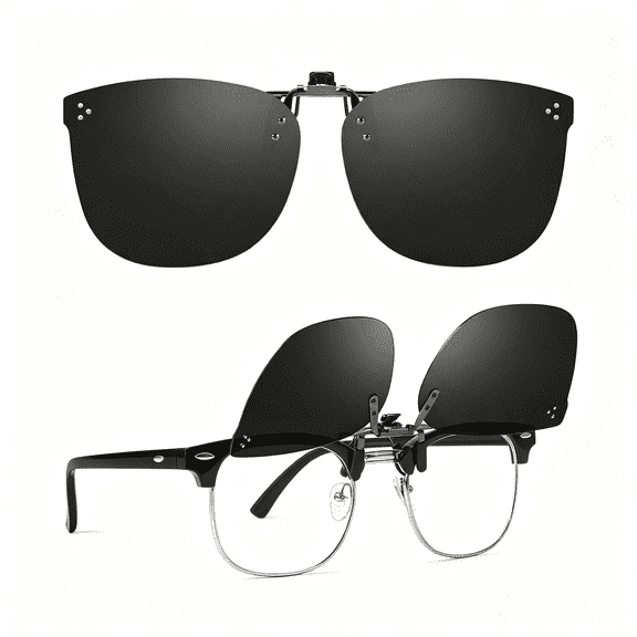 HBMYN Oversized Polarized Clip on Sunglasses over Prescription Glasses|Flip-Up Metal Clip,Anti Glare Lens,Uv Protection Clip on Sunglasses over Prescription Glasses