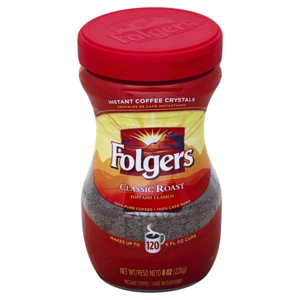 Folgers Classic Roast Instant Coffee Crystals, 48 Ounce (6x8 Jars