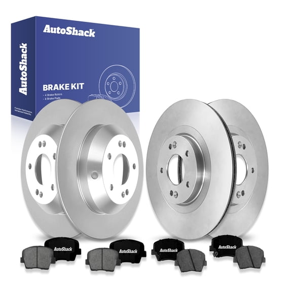 AutoShack Front Vented & Rear Solid Brake Rotors   Premium Ceramic Pads 12-PC Brake Kit Replacement for 2016 Hyundai Santa Fe Sport