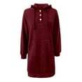 thumbnail image 5 of Women's Casual Hooded Sweater Dress Button Front Long Sleeve Pullover Tunic For Daily Wear Comfortable Loungewear Outfit Fall Winter, 5 of 6
