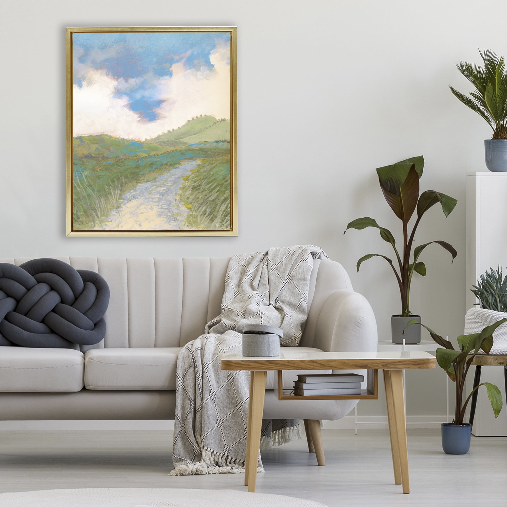 Stupell Industries Windy Path Impression Gold Framed Floater Canvas Wall Art, design by Dan Meneely