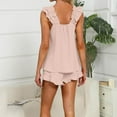 thumbnail image 5 of WCJM Women Pajama Sets Pajamas Set Womens Loungewear Sleepwear 2 Piece PJ Sets Two Outfits Shorts Piece Tops Fringed Crop Edge Sleeveless Sets Women Sets And Women Suits & Sets, 5 of 8