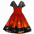 thumbnail image 3 of KAWELL Girls Halloween Outfit Lace Pumpkin Ghost Fancy Costume Halloween Dress, 3 of 6