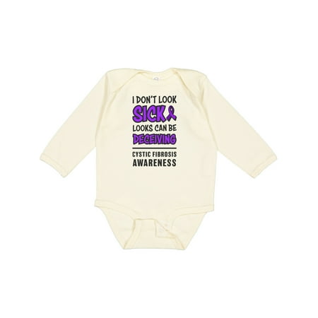 

Inktastic Cystic Fibrosis Awareness I Dont Look Sick Looks Can Be Decieving Gift Baby Boy or Baby Girl Long Sleeve Bodysuit
